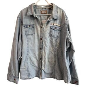 C.E. Schmidt Workwear 3X Denim Shirt Utility Western Style Distressed